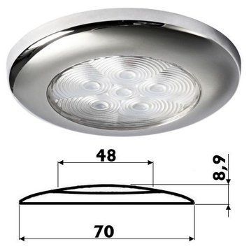 Светильник LED, накладной, 12/24 В, 1,2 Вт, пластик/нержавеющая сталь, прозрачное стекло, Osculati